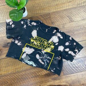 STAR WARS M tie dye crop top destroyed short sleeve tshirt distressed